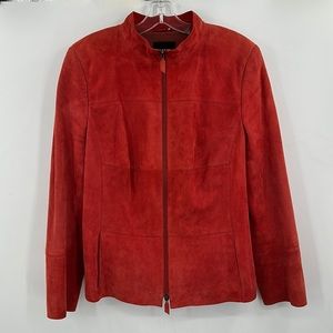 Akris Suede Zip Up Jacket Burnt Orange Red